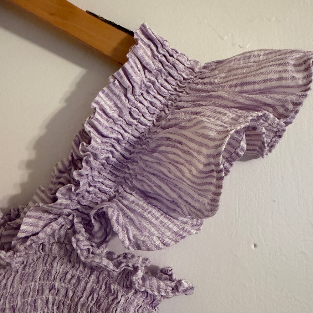 Hill House The Paz Top Linen Women's Size S Lilac Stripe - Picture 4 of 7